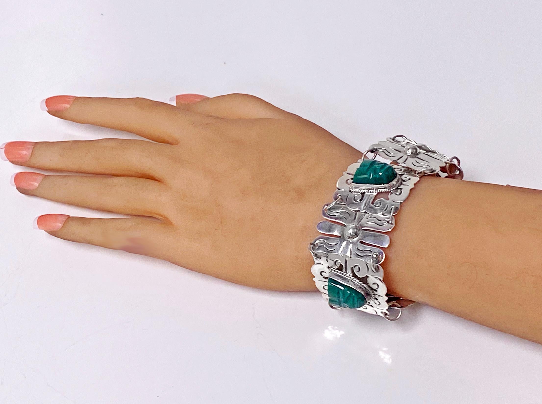 Mexikanisches Sterling-Onyx-Armband aus den 1940er Jahren im Zustand „Gut“ in Toronto, ON