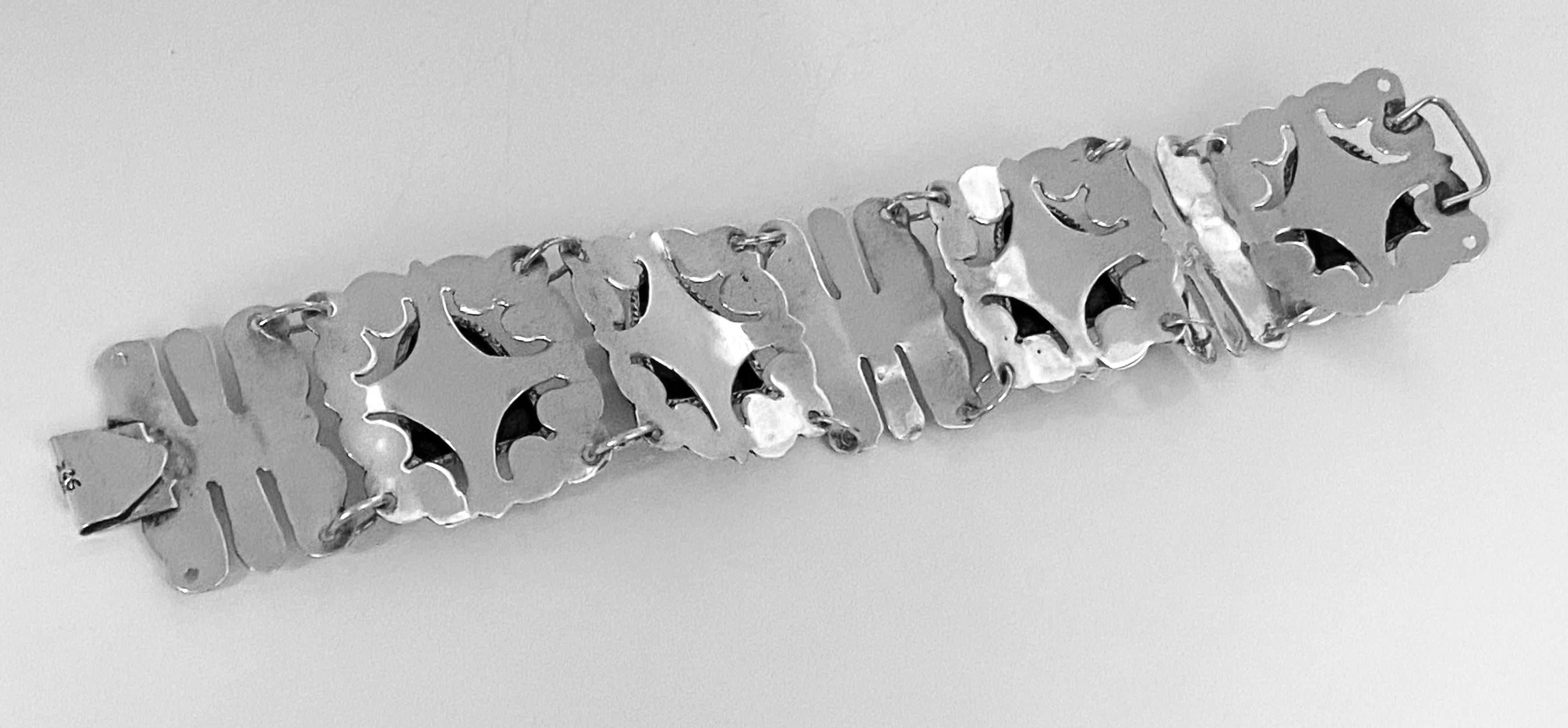 Mexikanisches Sterling-Onyx-Armband aus den 1940er Jahren 1