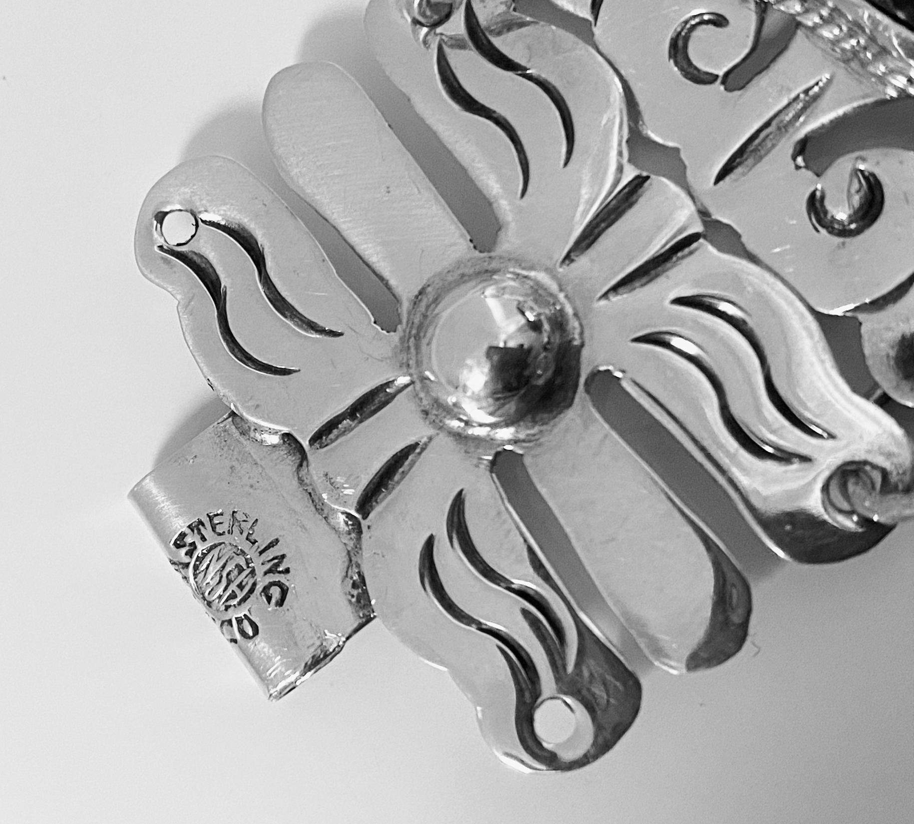 Mexikanisches Sterling-Onyx-Armband aus den 1940er Jahren 2