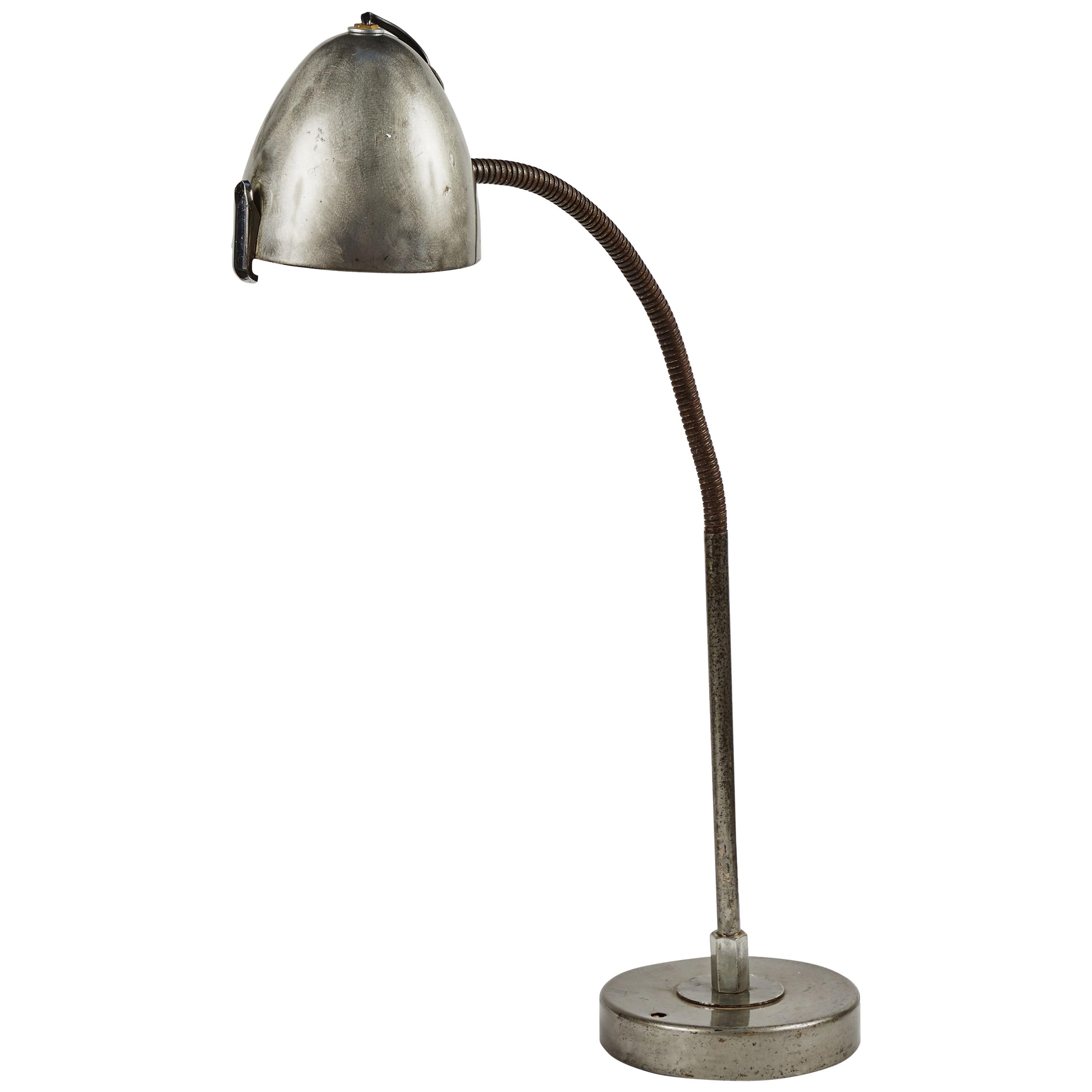 1940s Mid-Century Adjustable Metal Desk Lamp from France