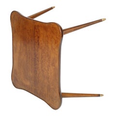 1940s Mid-Century Coffee Table Gio Ponti attribuée en noyer , Glass Top