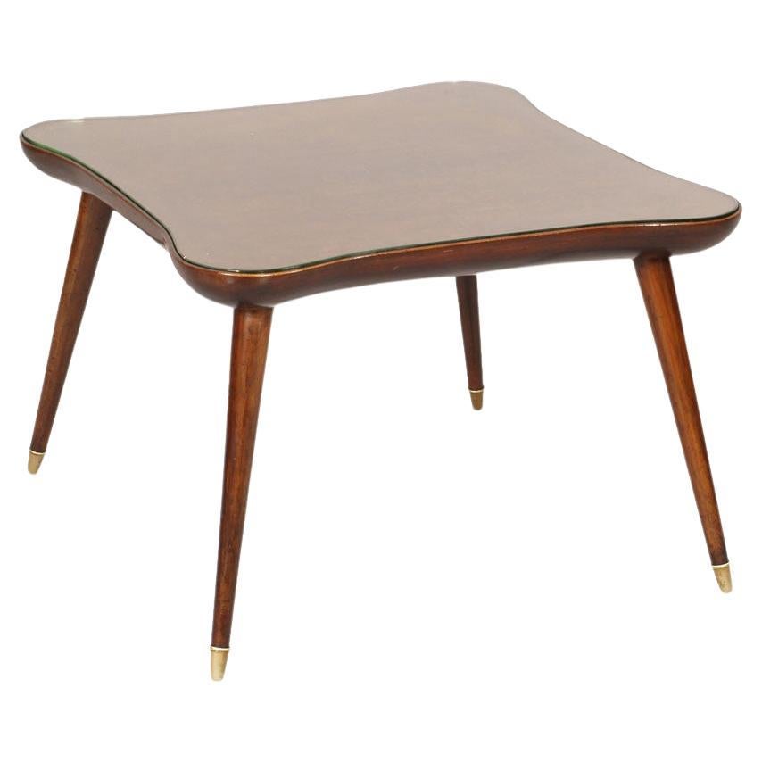 1940s Mid-Century Coffee Table by Gio Ponti for Cassina in Walnut , Glass Top 
