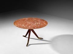 1940s Mid-Century Elegant Italian Dining or Center Table in Rosso Francia Marble