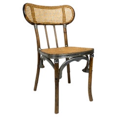 1940s Mid-Century French "La Glaneuse" Bamboo & Cane Chair with Aluminum Details