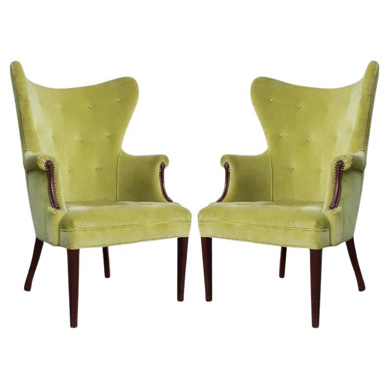 1940's Mid-Century Modern Butterfly Wingback Chairs