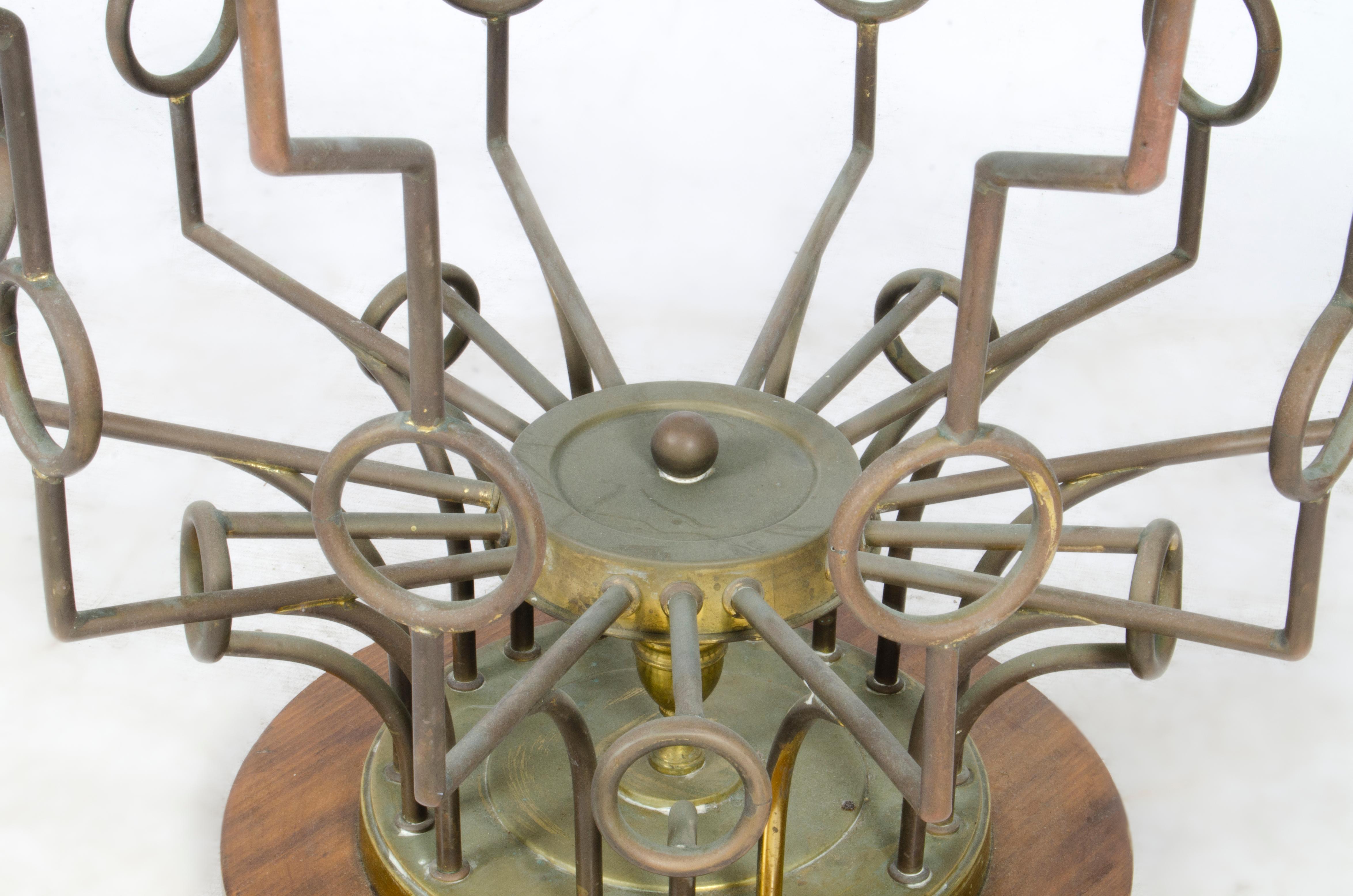 1940s Mid-Century Modern Circular Glass Side Table with Bronze Structure, France In Good Condition For Sale In North Miami, FL