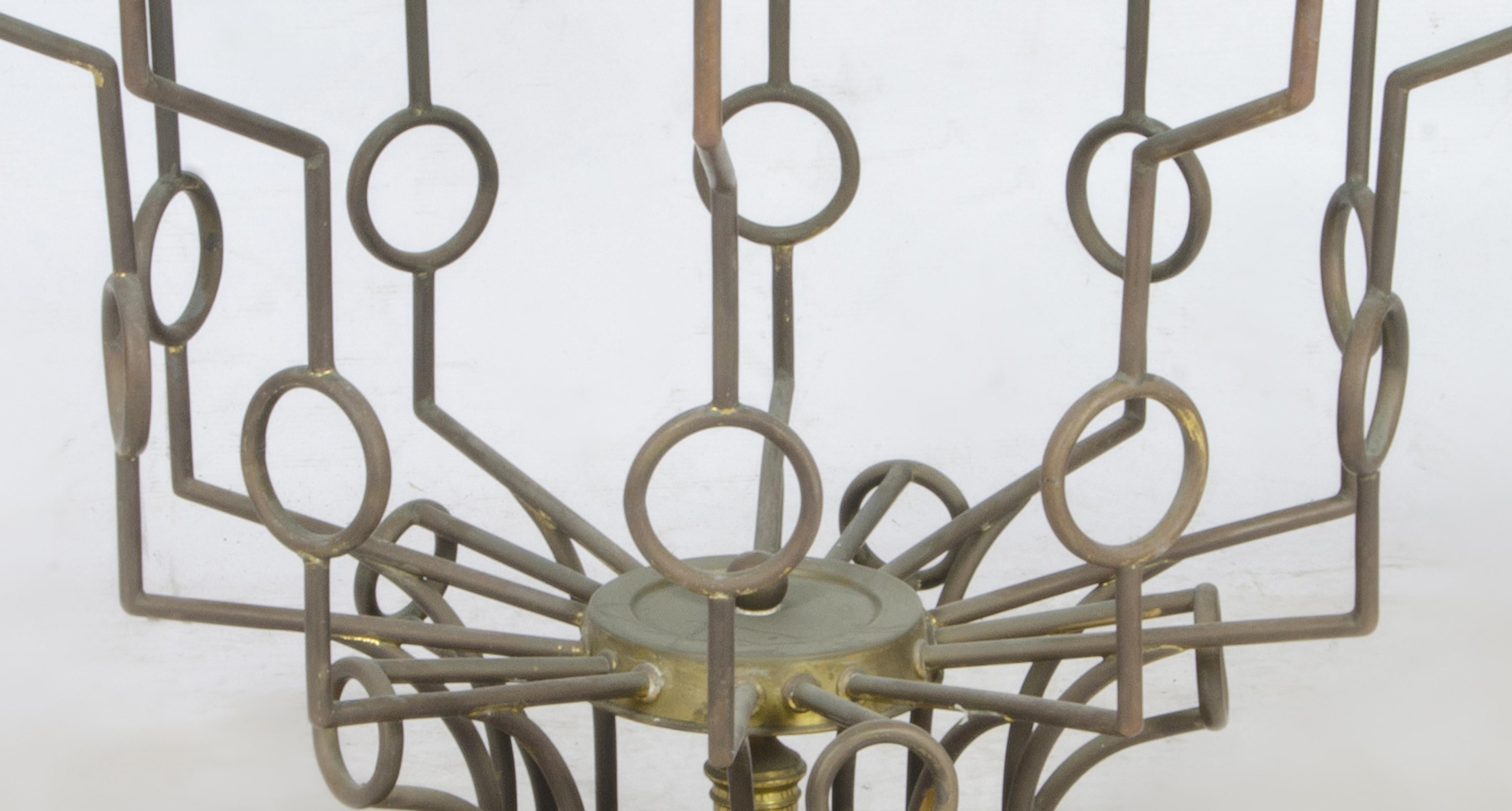 Metal 1940s Mid-Century Modern Circular Glass Side Table with Bronze Structure, France For Sale