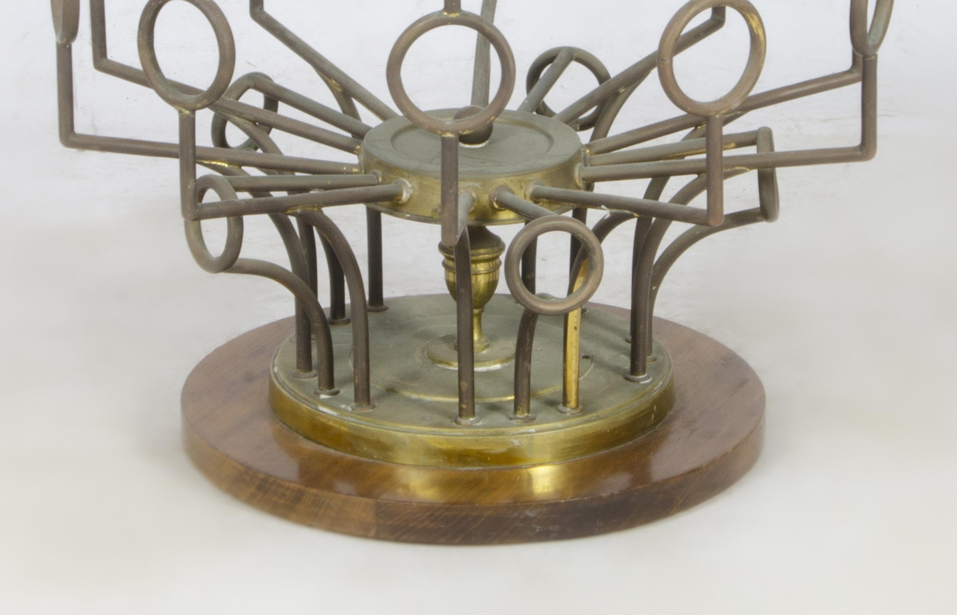 1940s Mid-Century Modern Circular Glass Side Table with Bronze Structure, France For Sale 1