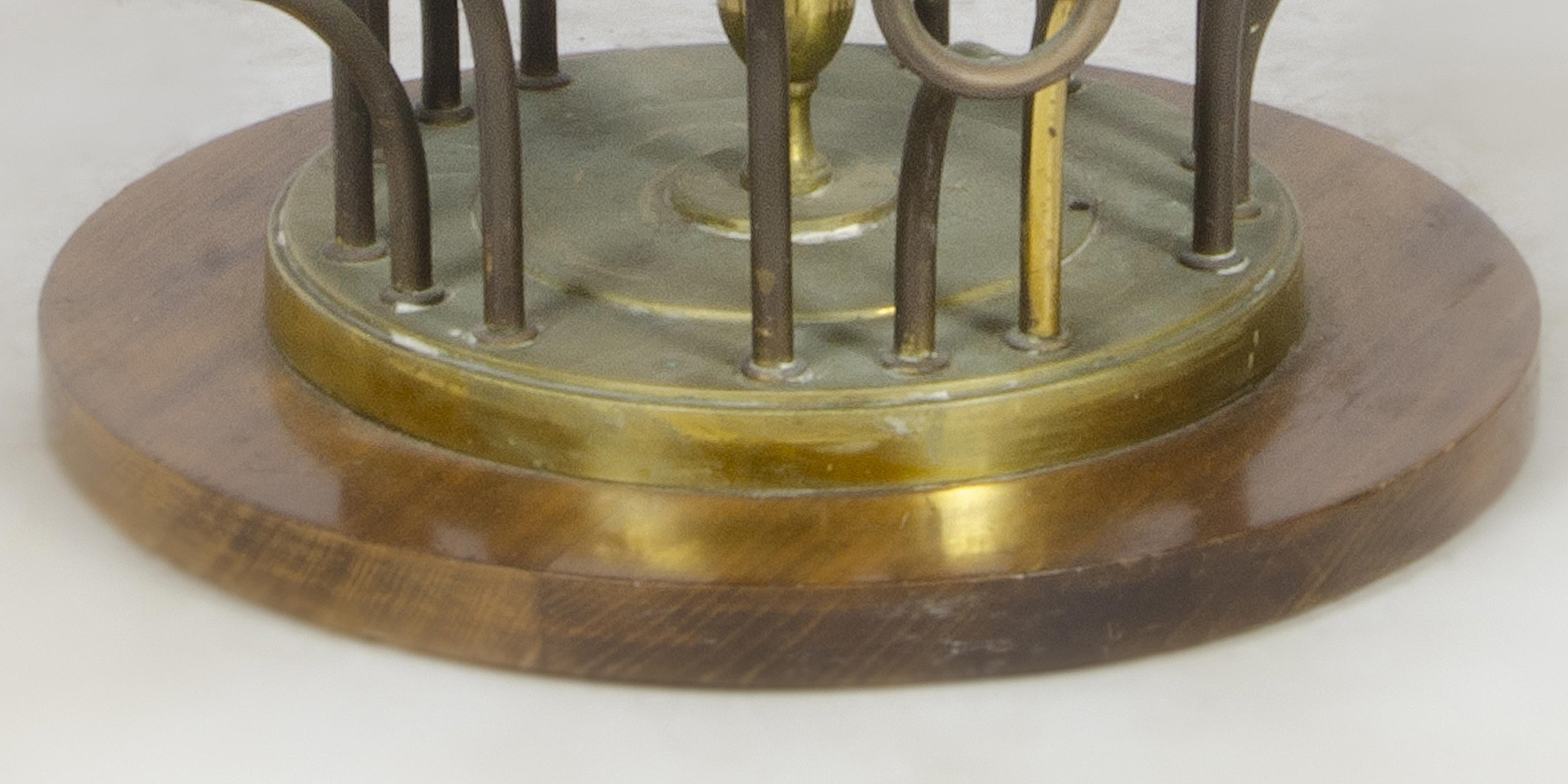 1940s Mid-Century Modern Circular Glass Side Table with Bronze Structure, France For Sale 2