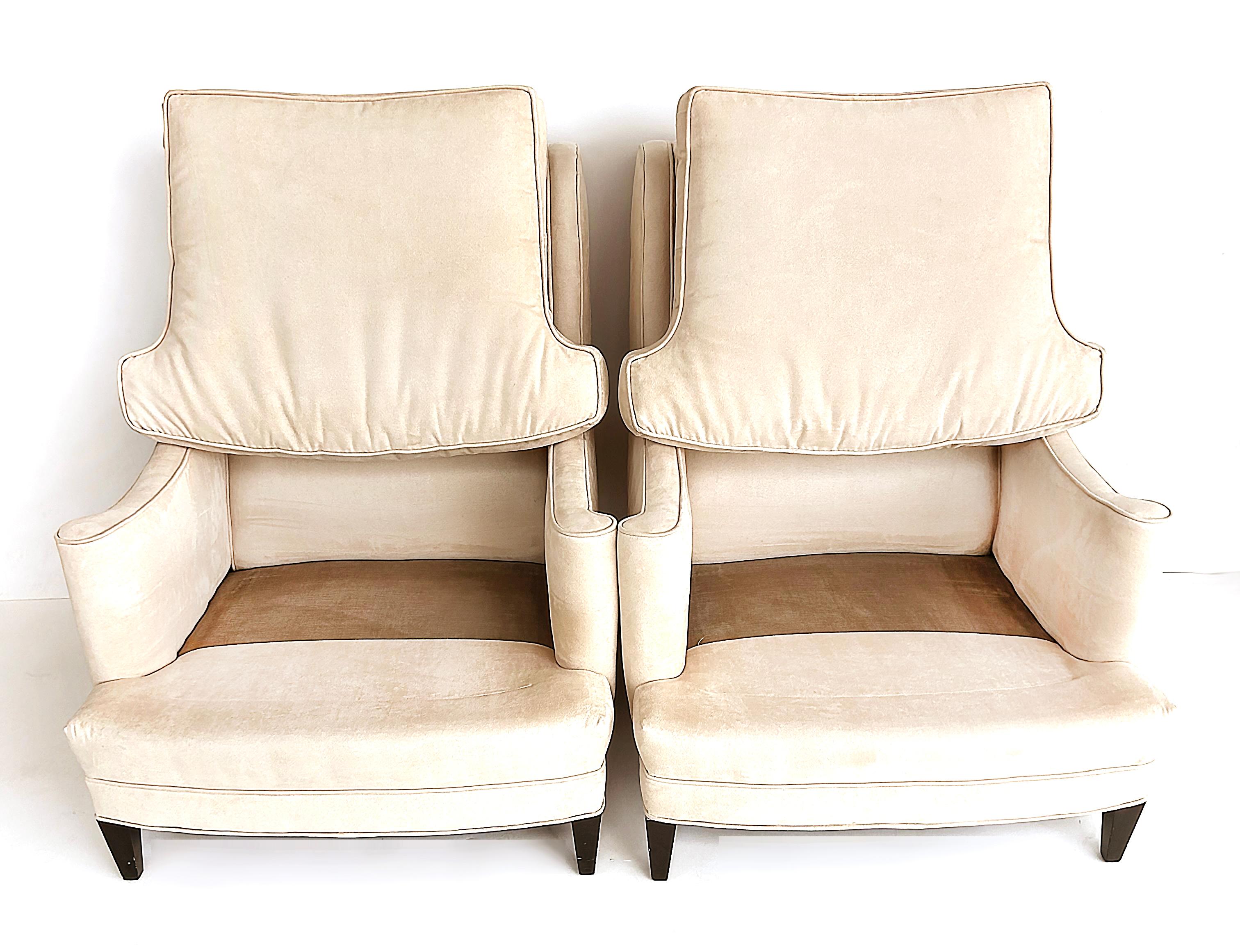 Fauteuils club des années 1940, rembourrage en Ultrasuede, coussins de siège détachés en vente 7