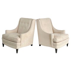 1940s Mid-century Modern Club Chairs, Ultrasuede Upholstery, Loose Seat Cushions