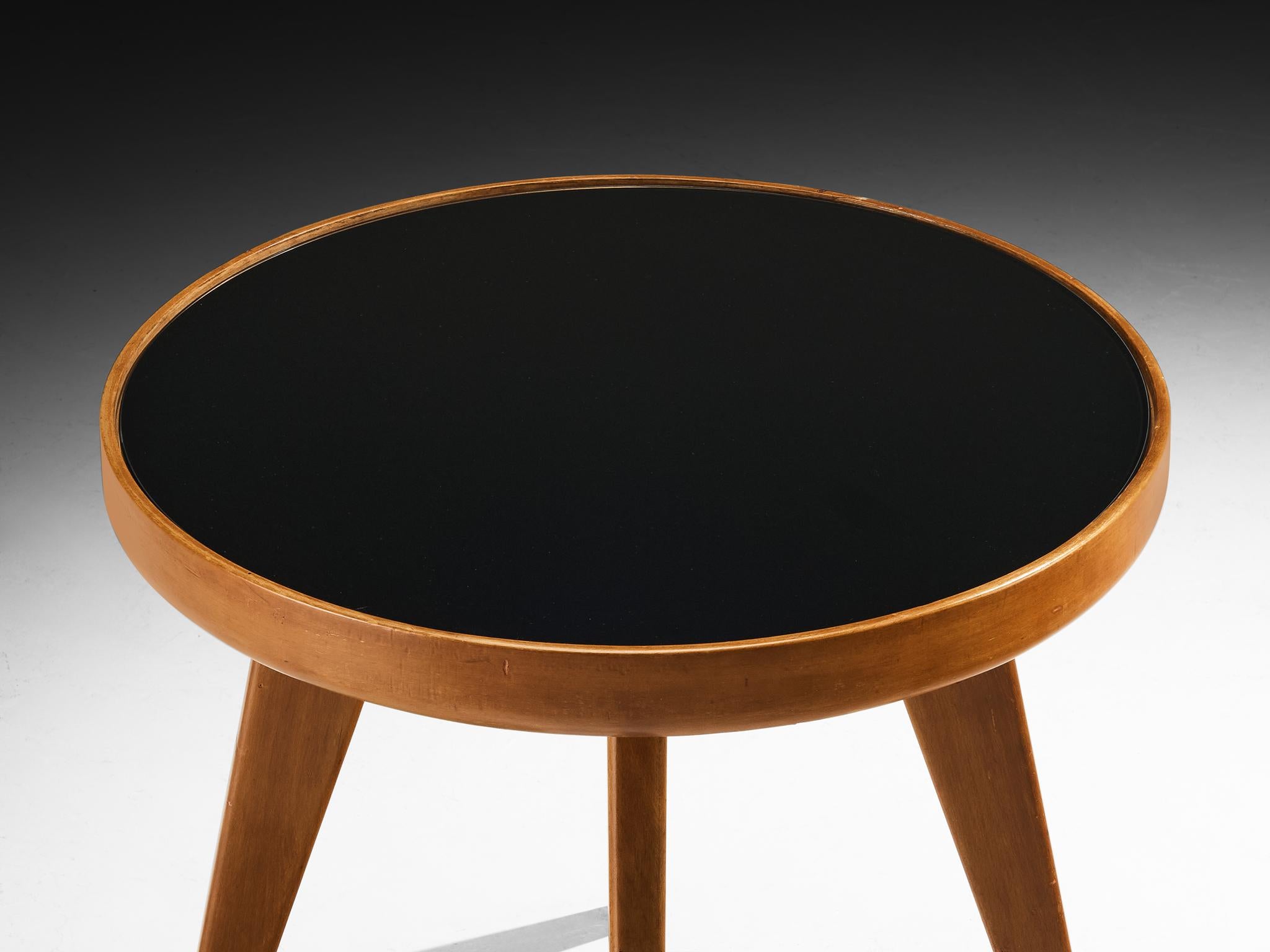 Italienischer Beistelltisch aus Holz und Glas, 1940er Jahre, Mid-Century Modern im Angebot 1