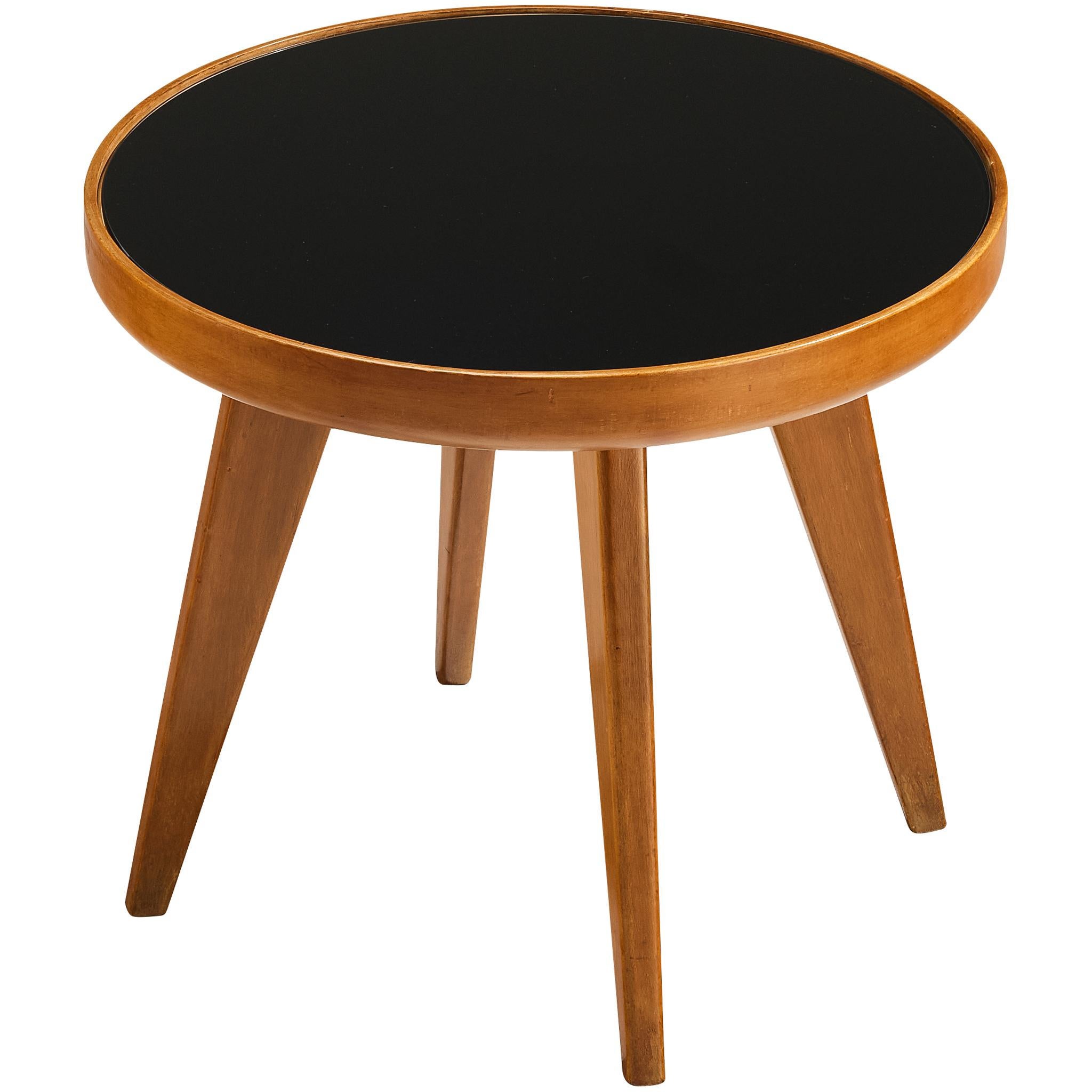 Italienischer Beistelltisch aus Holz und Glas, 1940er Jahre, Mid-Century Modern im Angebot