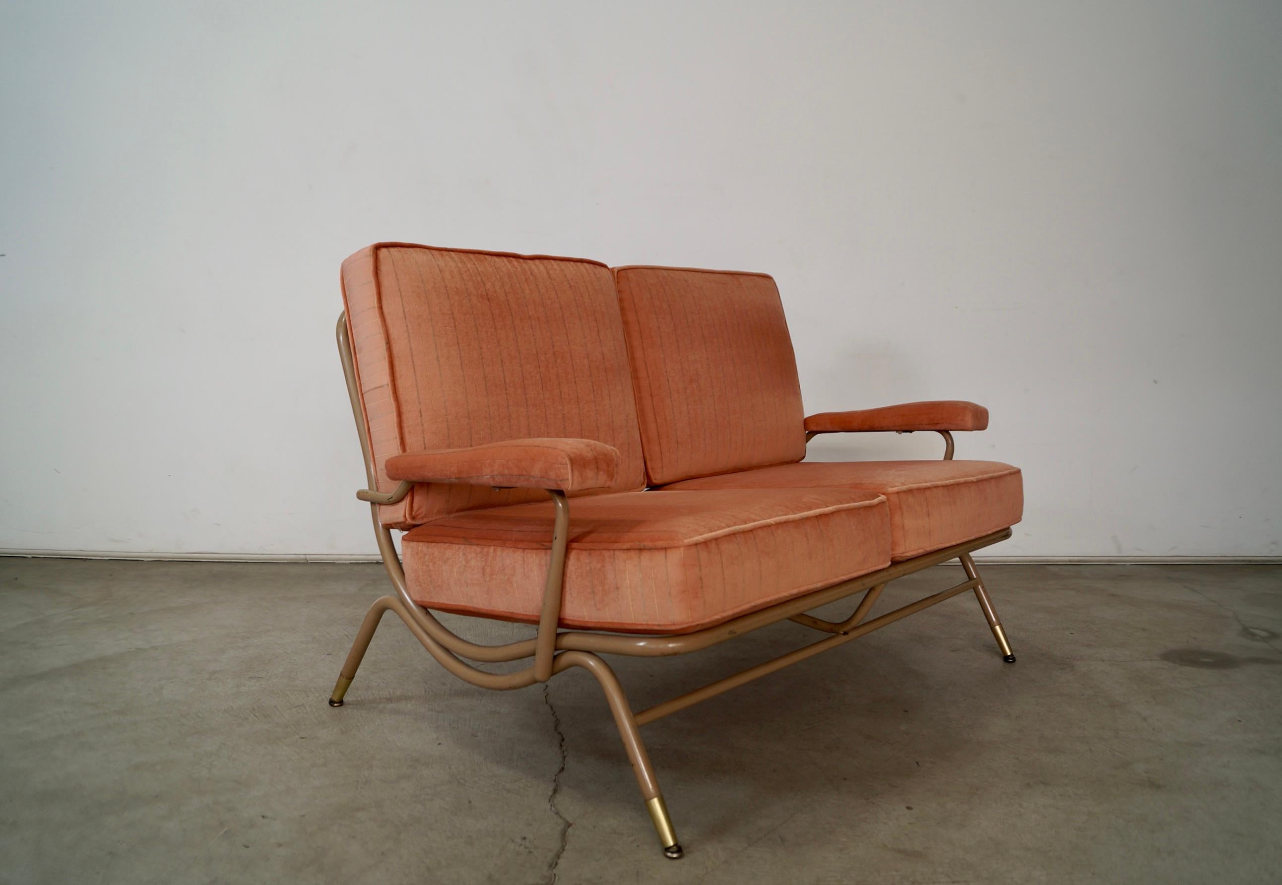 1940's Mid-Century Modern Lloyd Manufacturing Company Loveseat Velvet Sofa 4