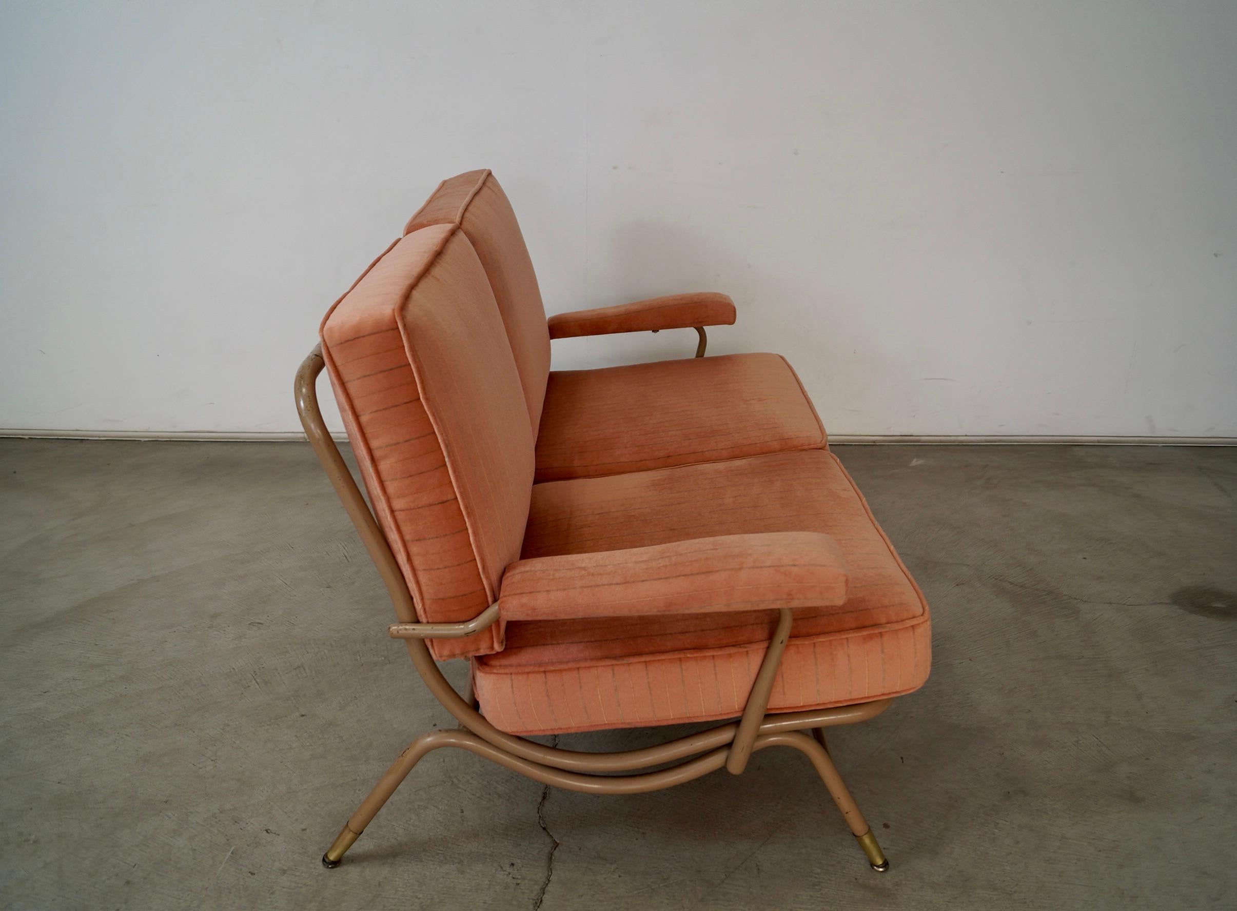1940's Mid-Century Modern Lloyd Manufacturing Company Loveseat Velvet Sofa 5