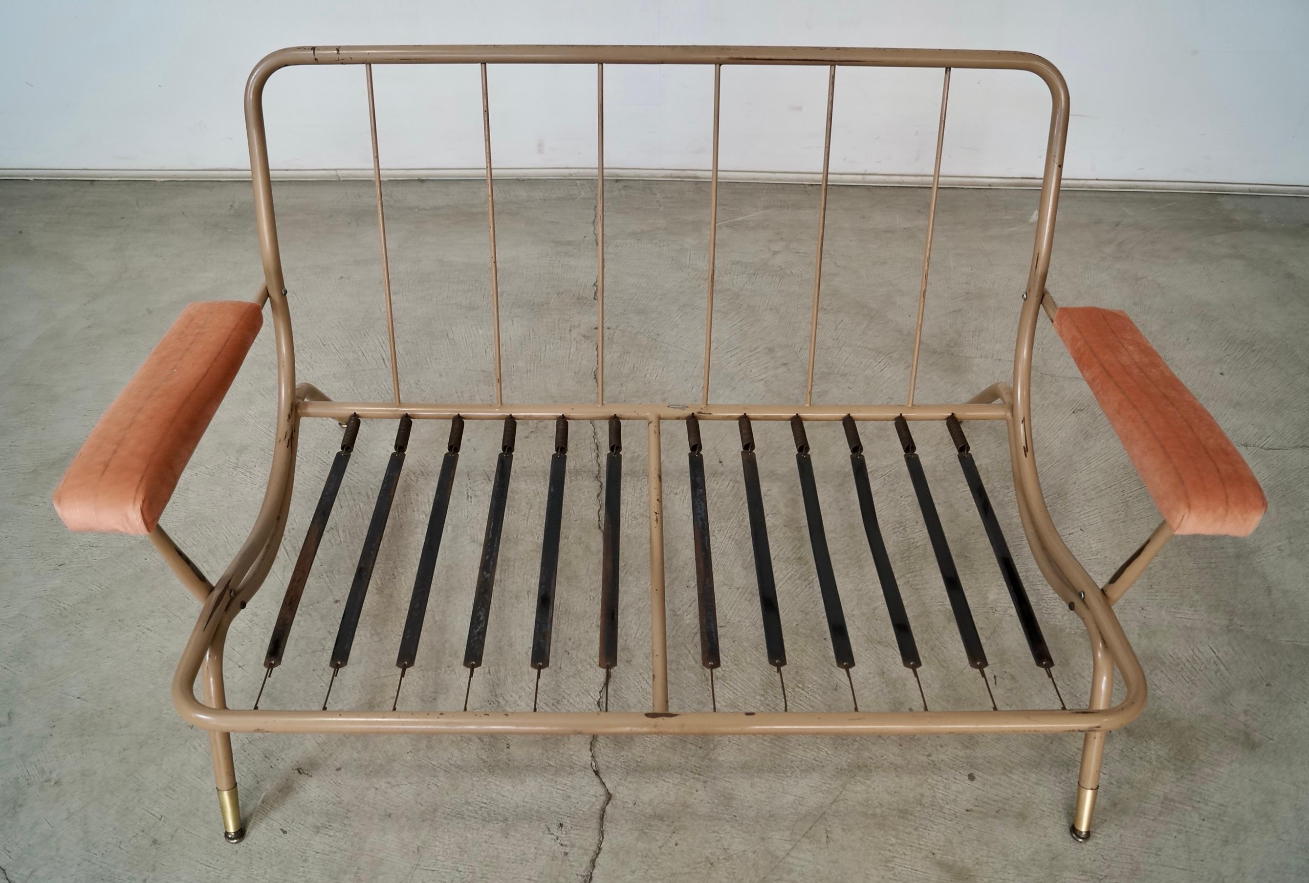 1940's Mid-Century Modern Lloyd Manufacturing Company Loveseat Velvet Sofa 8