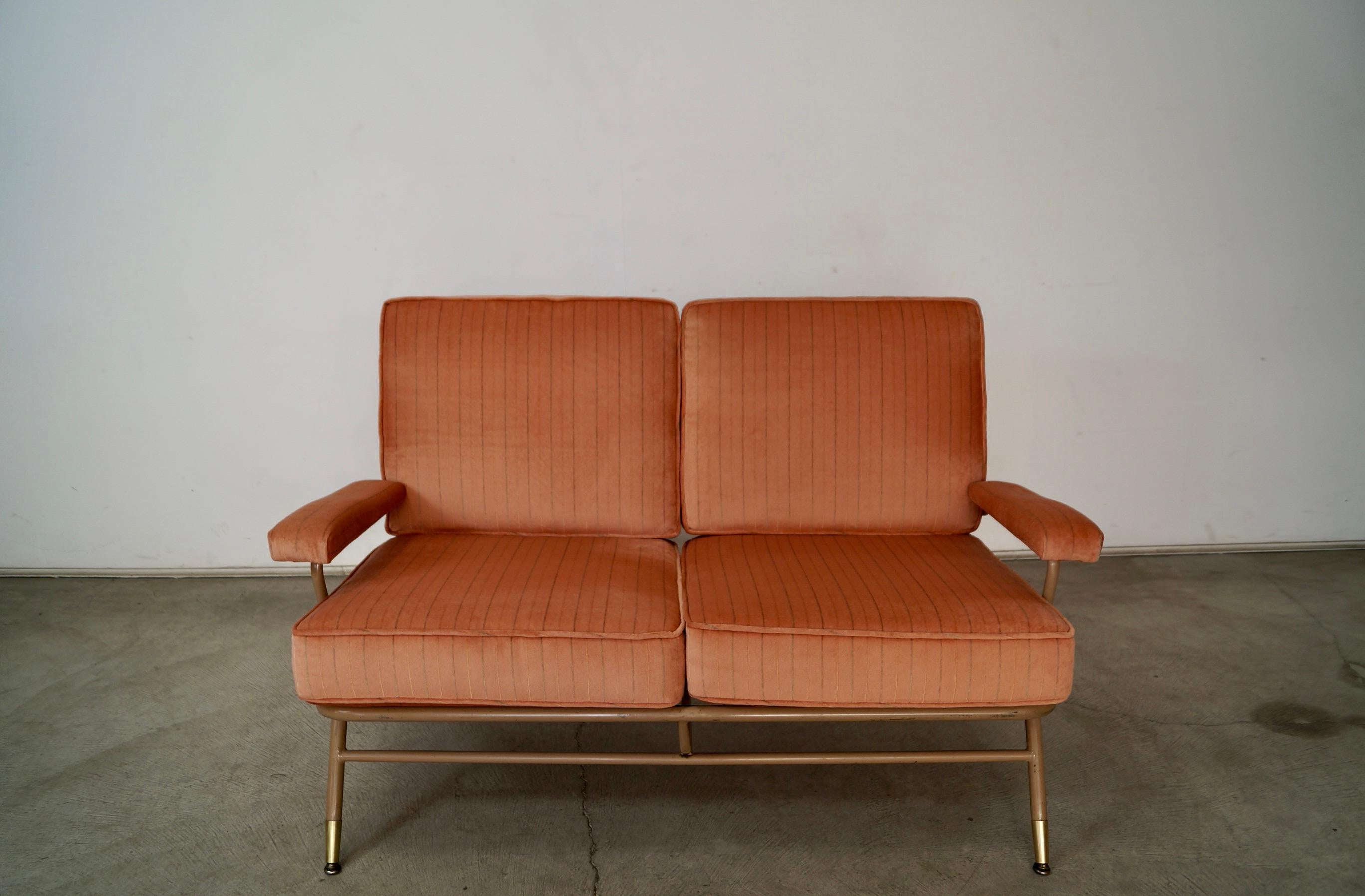 American 1940's Mid-Century Modern Lloyd Manufacturing Company Loveseat Velvet Sofa