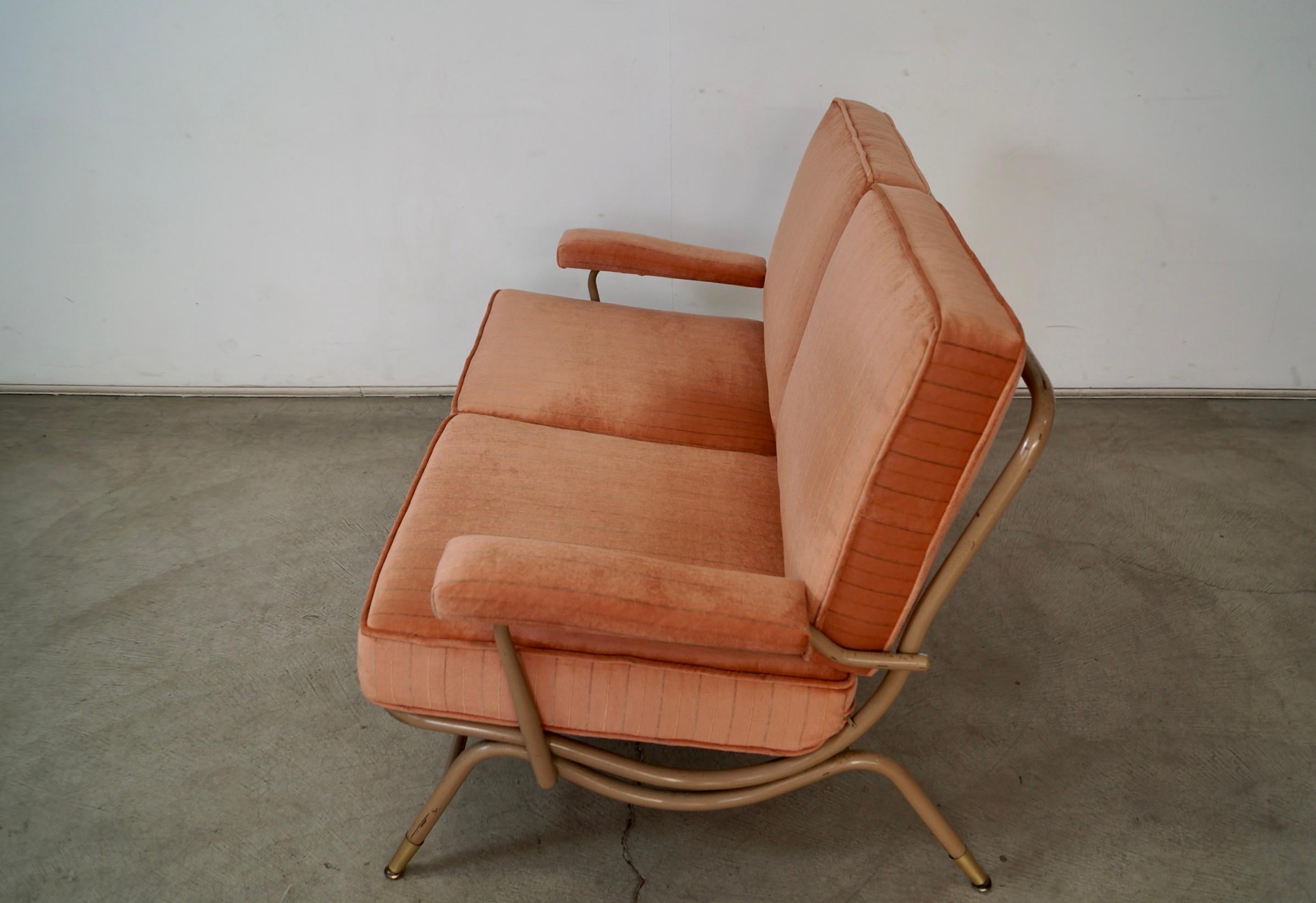Mid-20th Century 1940's Mid-Century Modern Lloyd Manufacturing Company Loveseat Velvet Sofa
