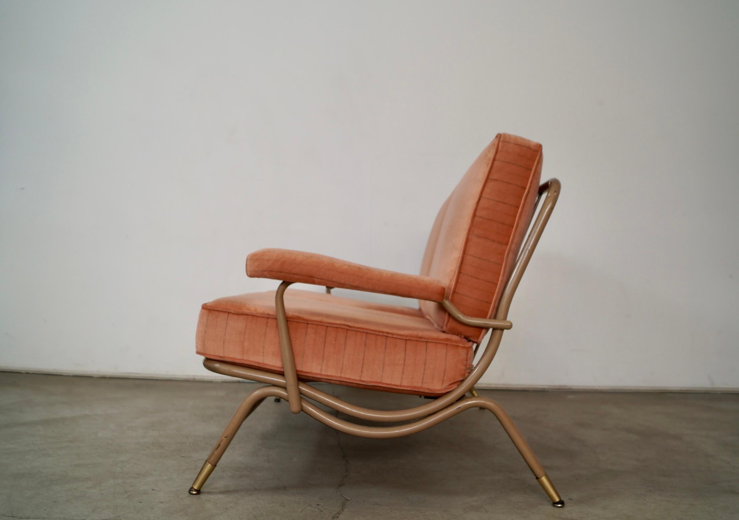 Metal 1940's Mid-Century Modern Lloyd Manufacturing Company Loveseat Velvet Sofa
