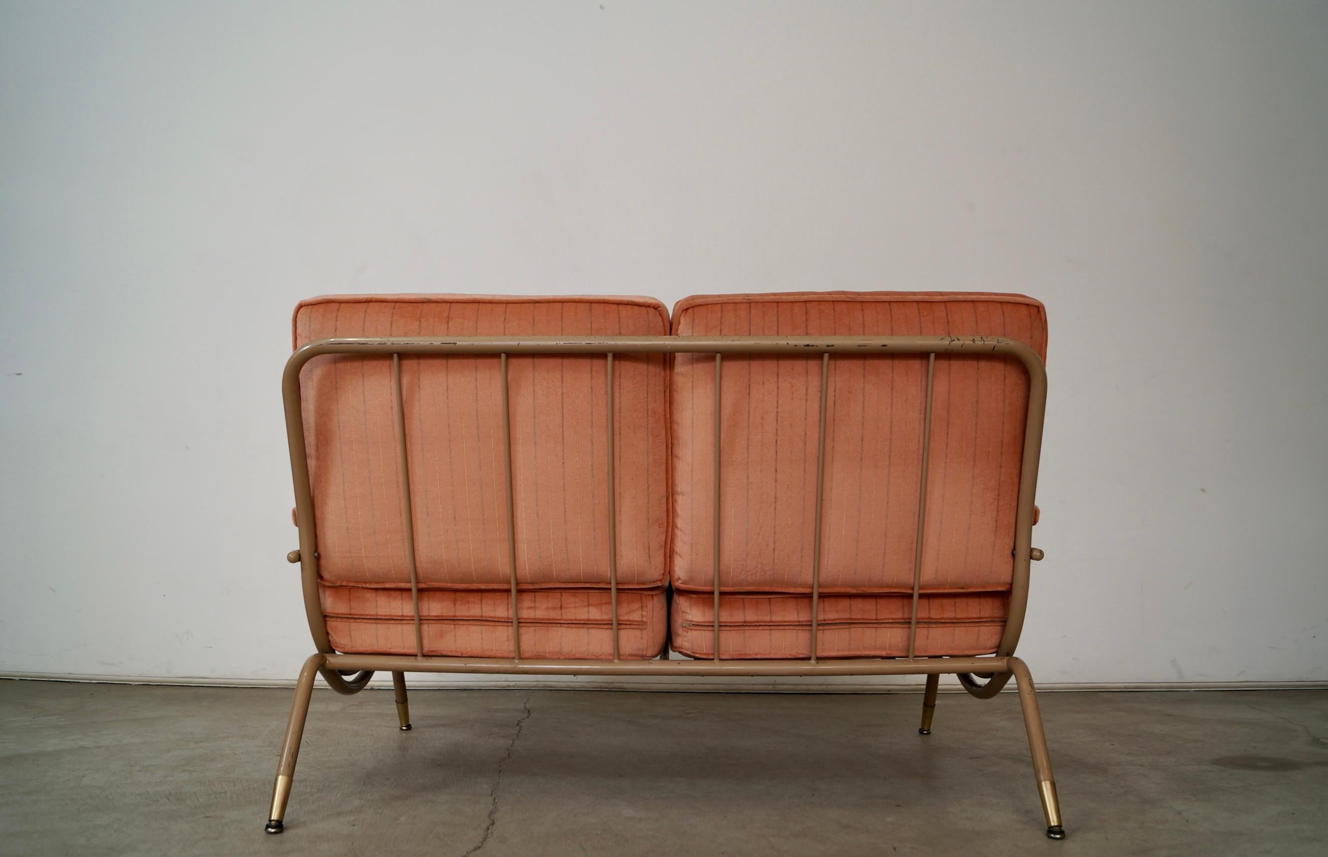 1940's Mid-Century Modern Lloyd Manufacturing Company Loveseat Velvet Sofa 1