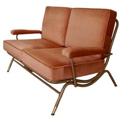 1940's Mid-Century Modern Lloyd Manufacturing Company Loveseat Velvet Sofa
