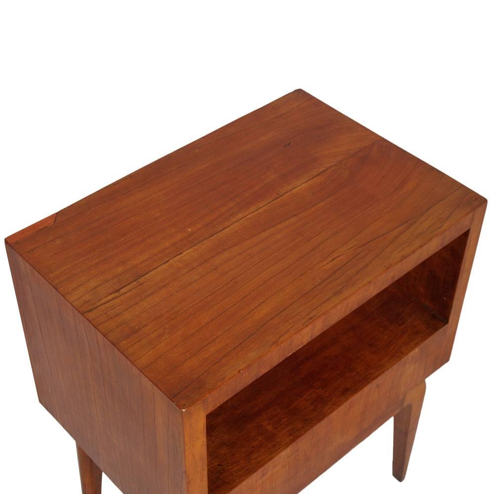 Mid-Century Modern 1940s Mid-Century Nightstand, Bedside Table, Cherrywood Gio Ponti attributable For Sale
