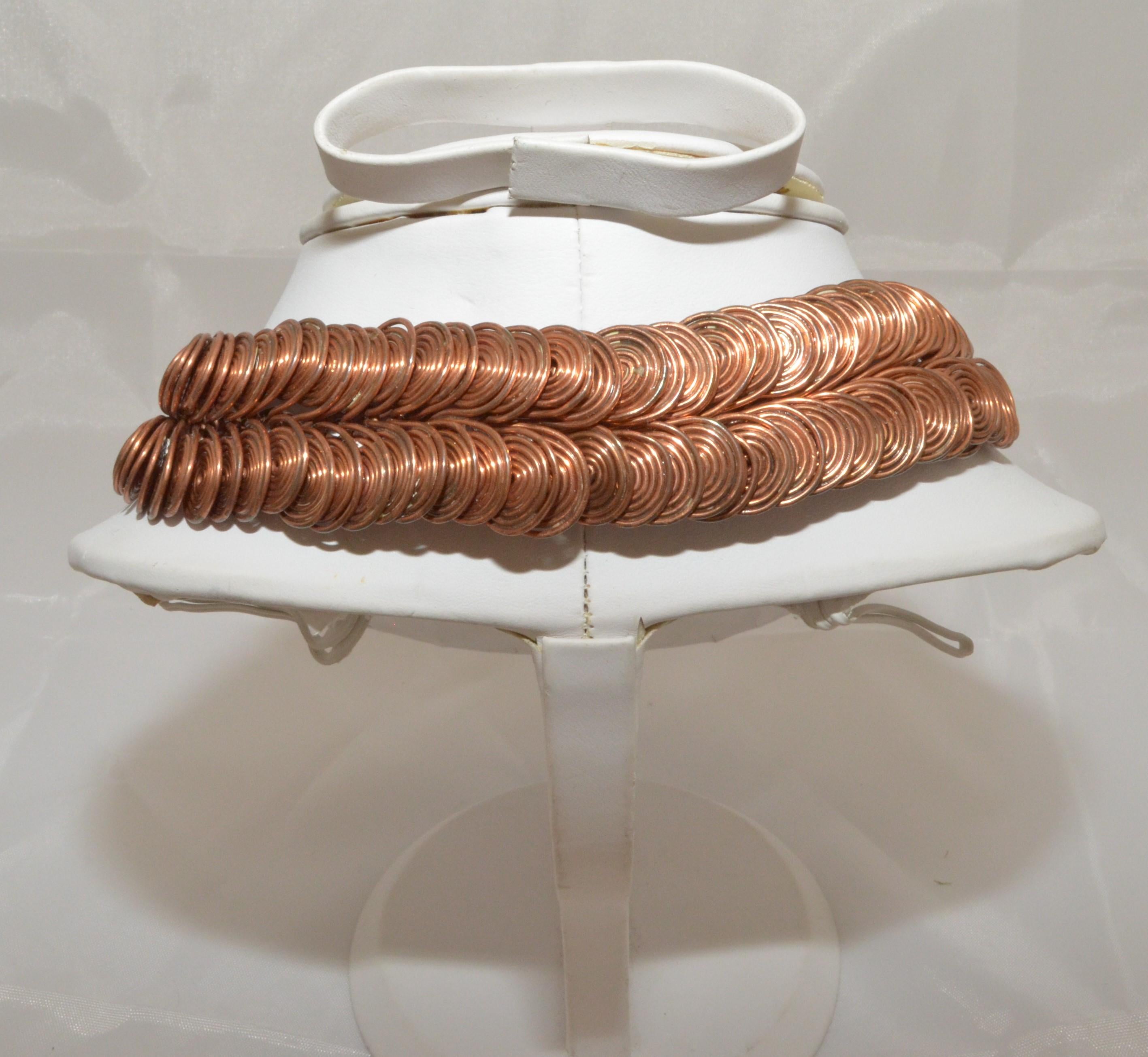 1940's Mid-Century Modern RARE Layola Fourtane Metal Art Necklace with Earrings For Sale 2