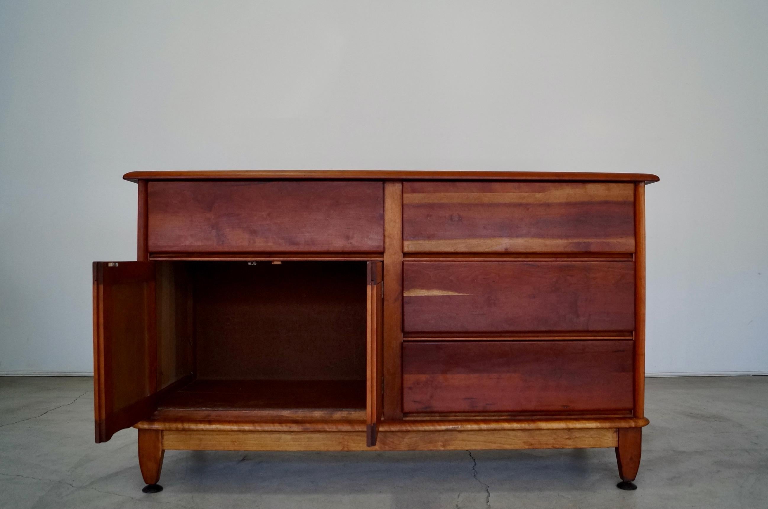 American 1940's Mid-Century Modern Solid Cherry Morris Sideboard / Credenza
