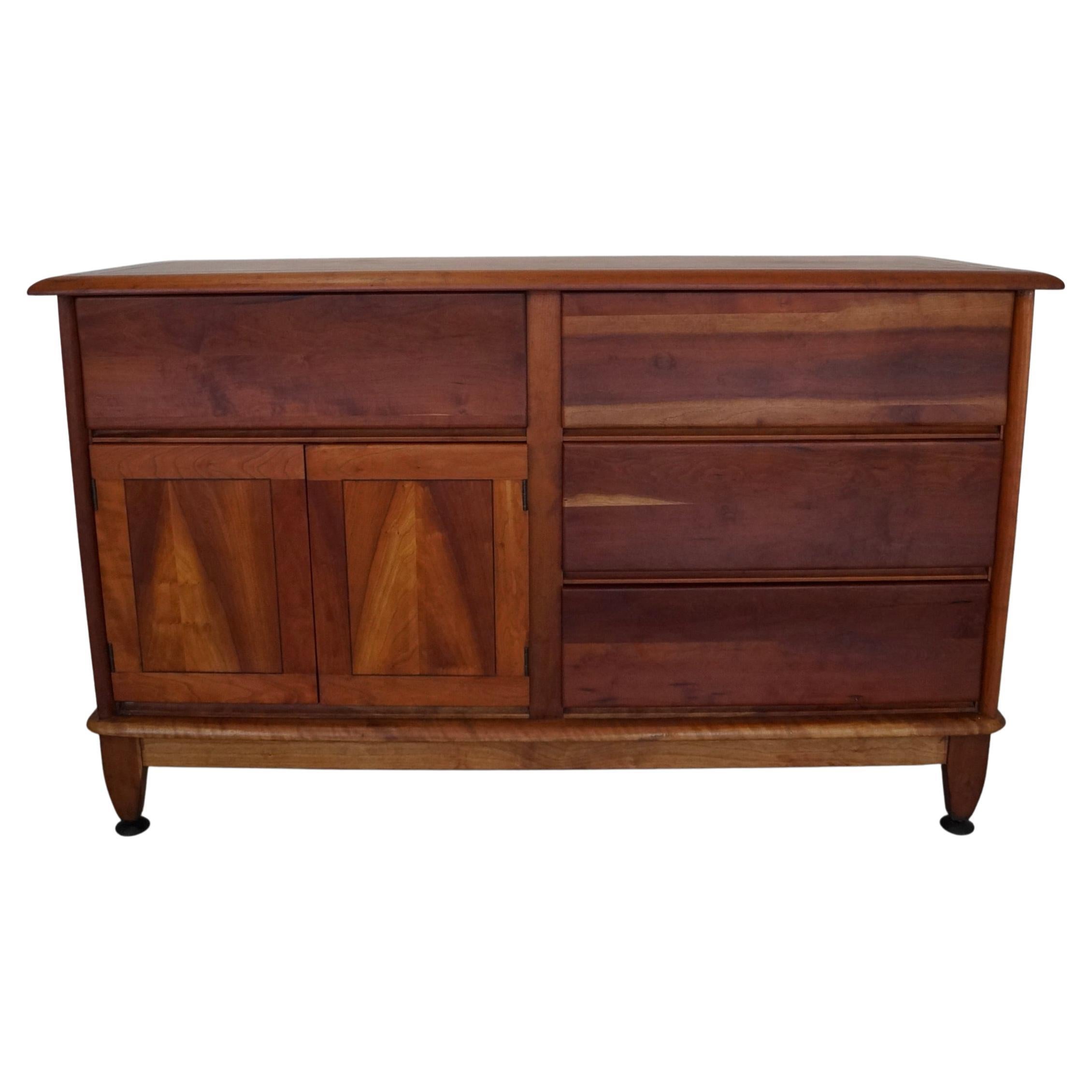 1940's Mid-Century Modern Solid Cherry Morris Sideboard / Credenza