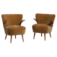 Ein Paar gelbe Holzsessel im Mid-Century-Modern-Stil aus den 1940er Jahren