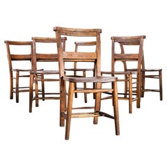 Vintage 1940's Mid Elm Church, Chapel Dining Chairs, Set of Six