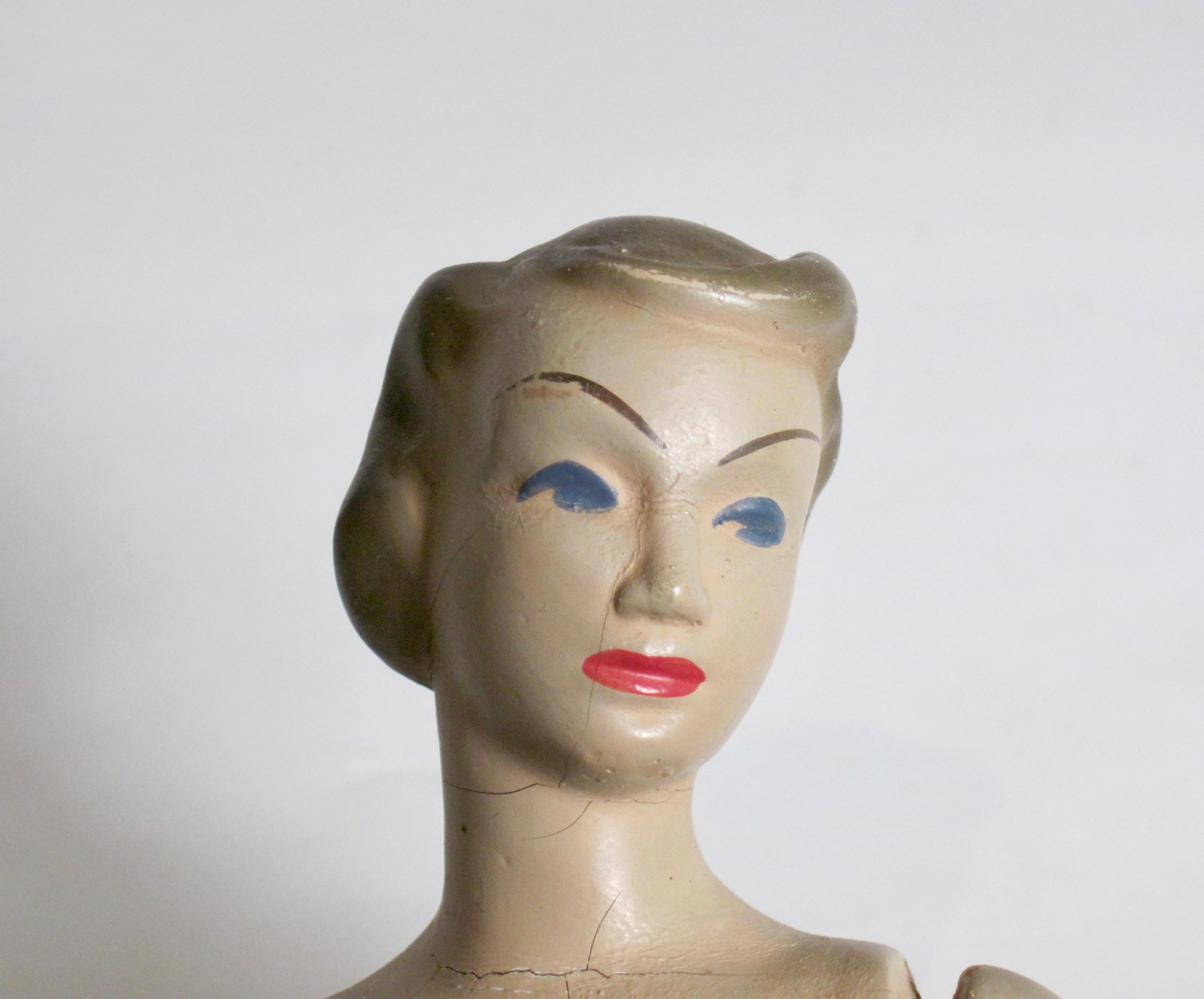 Mid-Century Modern 1940s Miniature Countertop Mannequin Doll