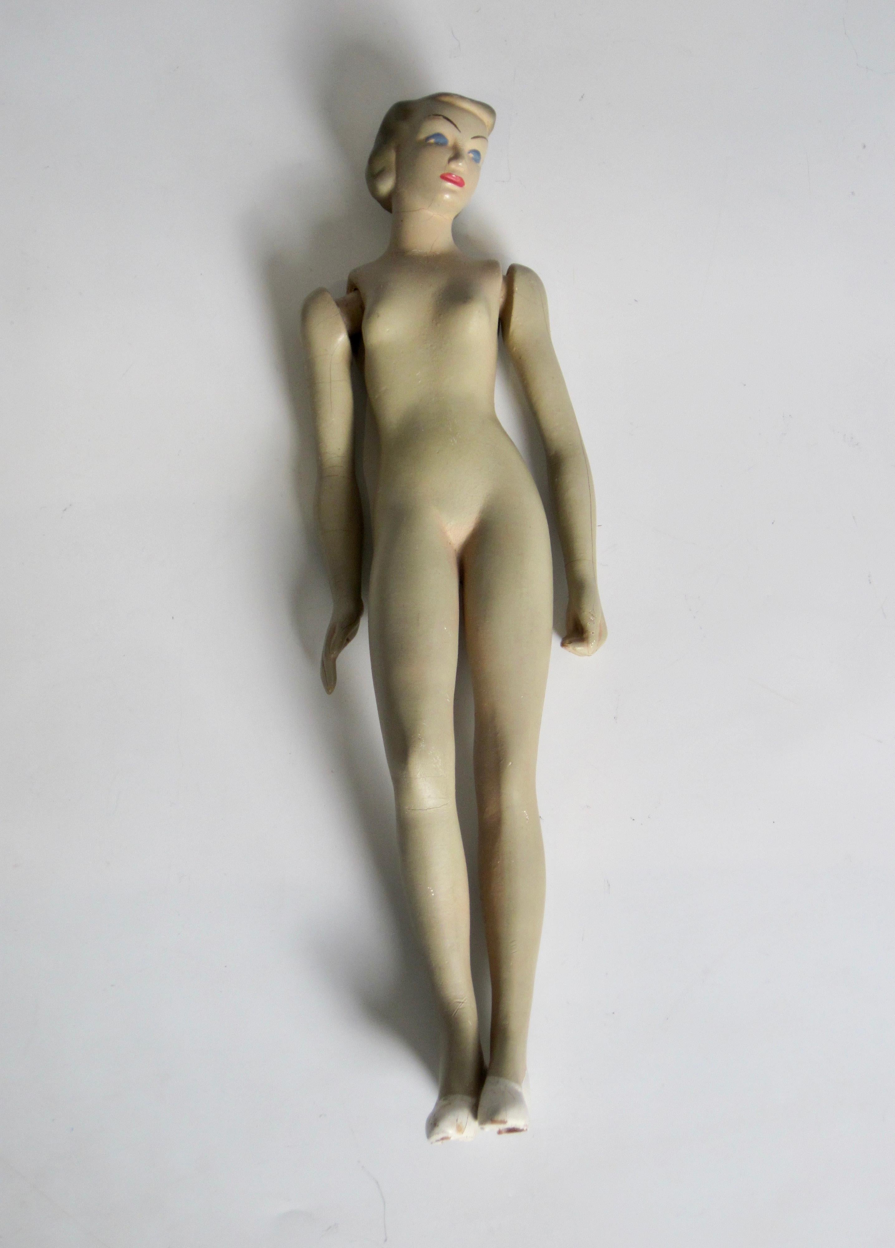 1940s Miniature Countertop Mannequin Doll In Fair Condition In Ferndale, MI
