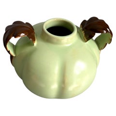 1940s Mint Green, Chestnut Pumpkin Ceramic Vase, Upsala Ekeby, Sweden