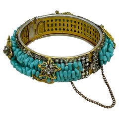 1940er Miriam Haskell Detaillierter handverdrahteter Scharnier-Armreif mit Scharnier