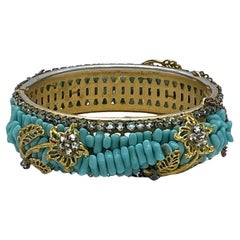 1940s Miriam Haskell Detailed Handwired Hinge Bangle Bracelet