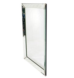 1940s Mirror with Etched Diamond Design and Nickel Fittings