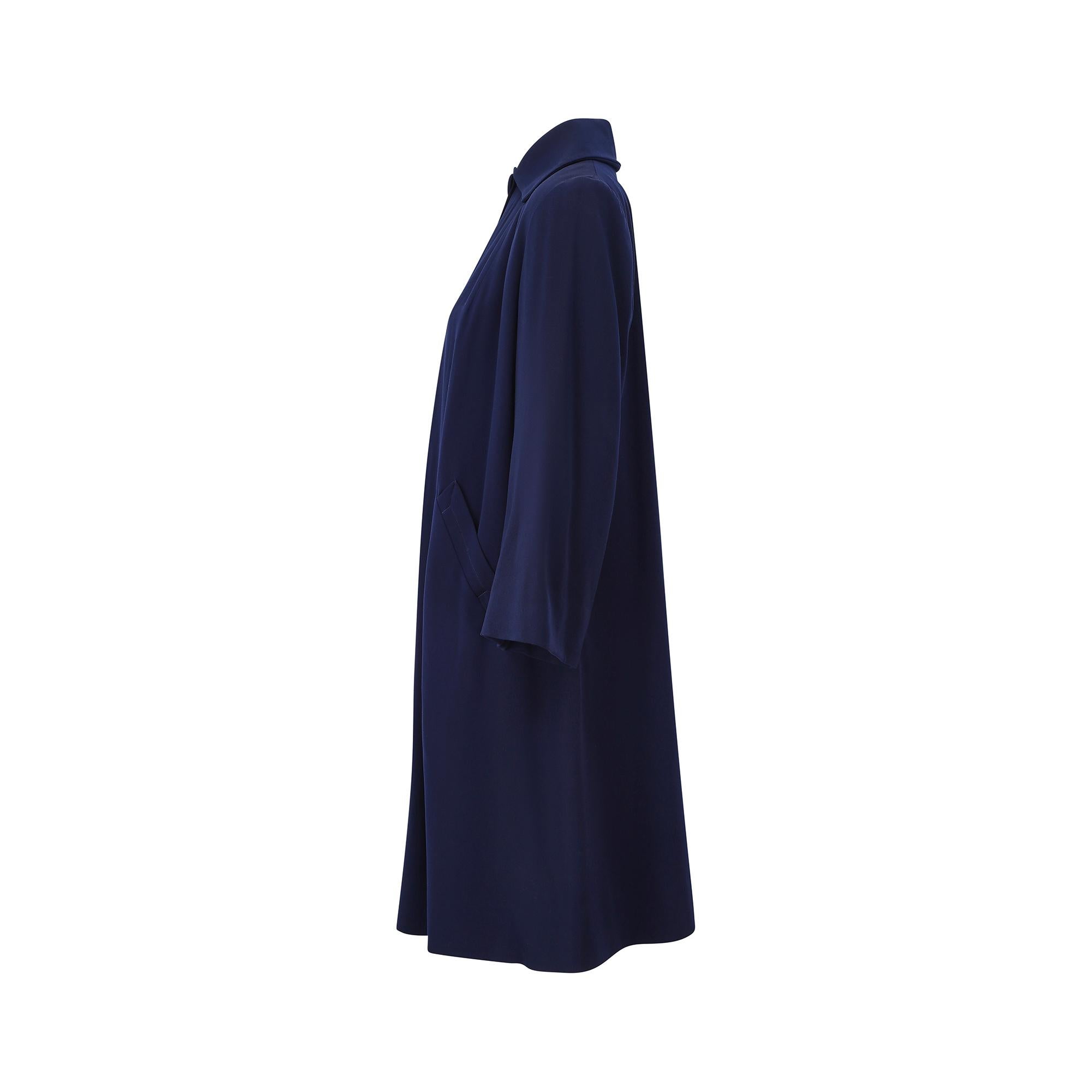 Black 1940s Miss Los Angeles Forstmann Navy Wool Swing Coat For Sale