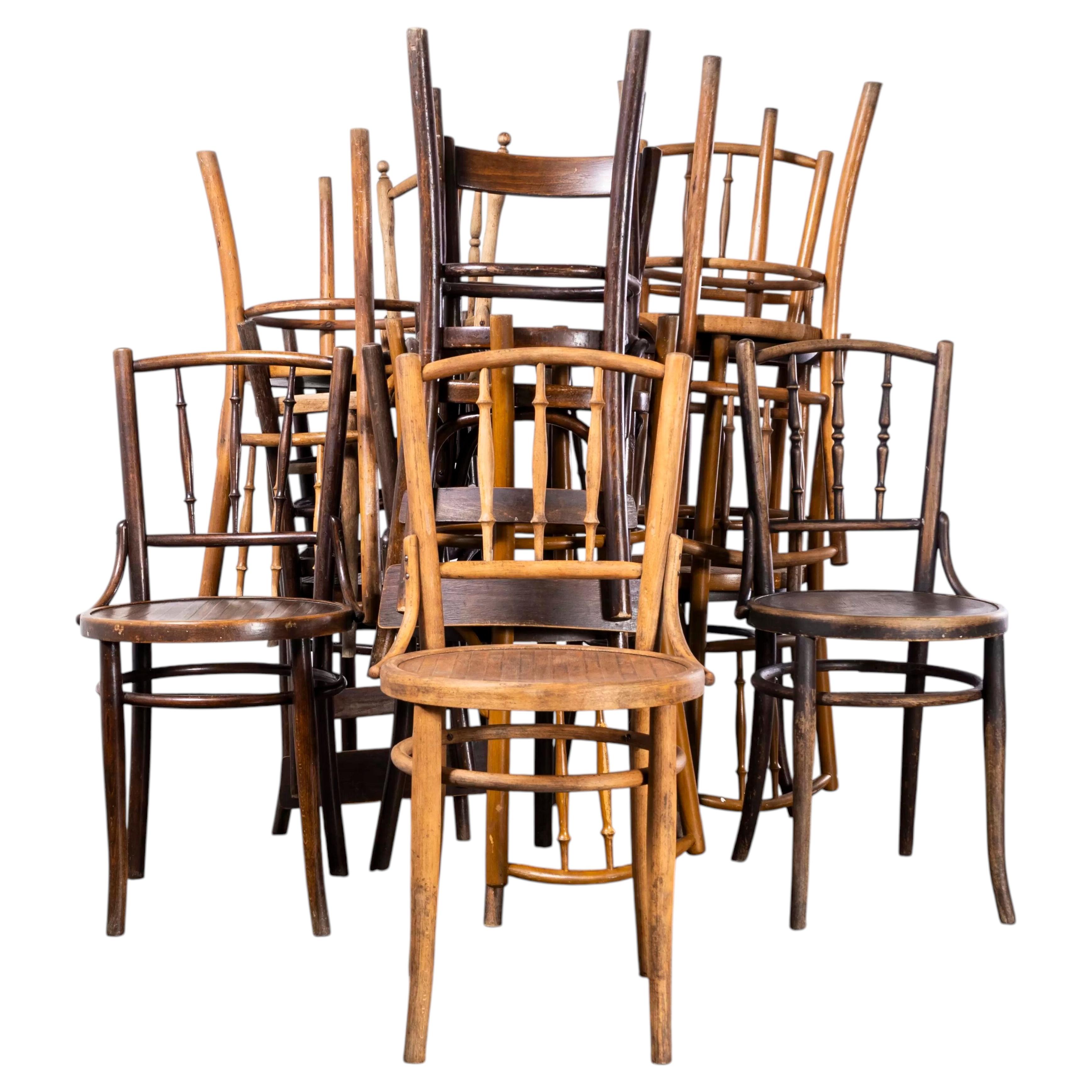 1940's Mixed Light Bentwood Debrecen Spindle Back Dining Chairs For Sale