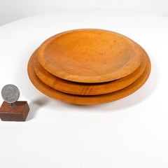 1940s Set of Three Hand Turned Maple Wood Plates Paul McCobb Russel Wright Era
