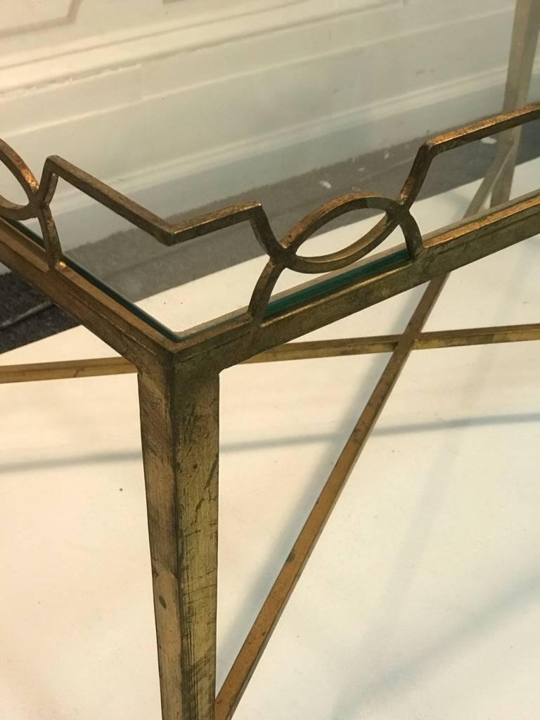 Mid-Century Modern 1940s Moderne Gilt Metal Coffee Table For Sale