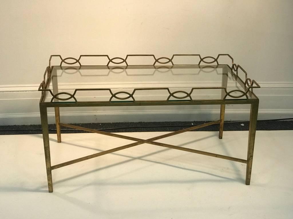 1940s Moderne Gilt Metal Coffee Table In Good Condition For Sale In Allentown, PA