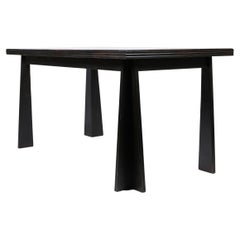 Table de salle à manger italienne moderniste en Oak Ebonised des années 1940
