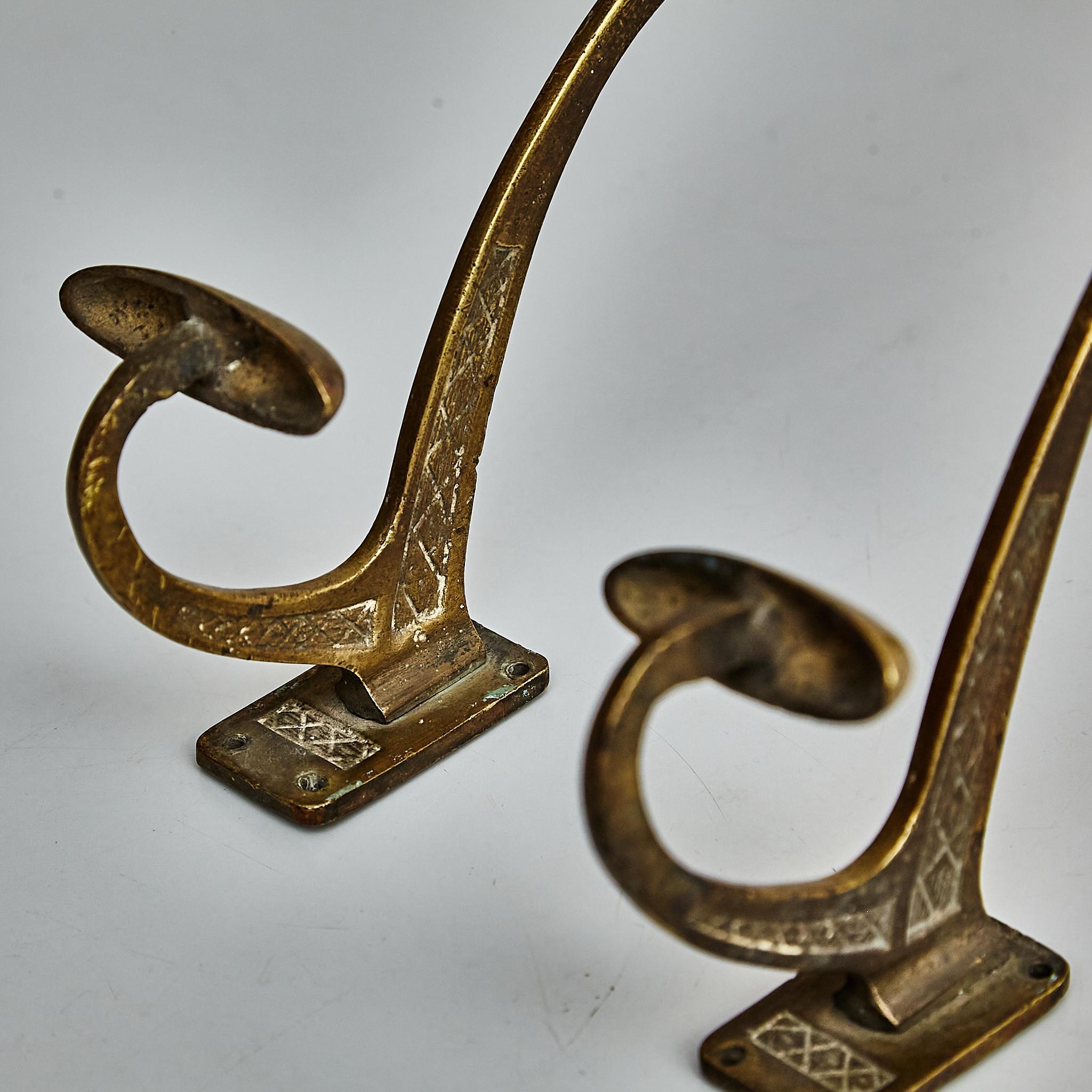 Mid-Century Modern 1940s Modernist Metal Coat Hangers with Stunning Patina For Sale
