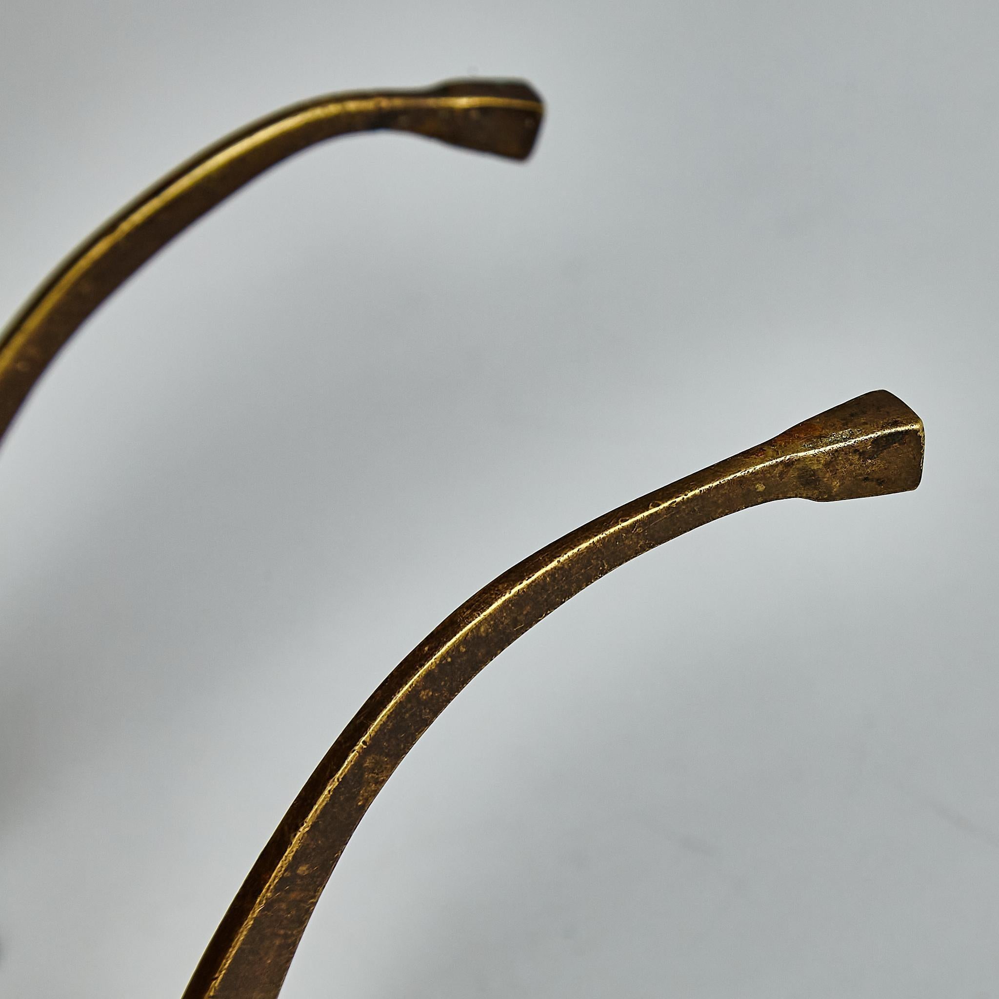 Mid-20th Century 1940s Modernist Metal Coat Hangers with Stunning Patina For Sale