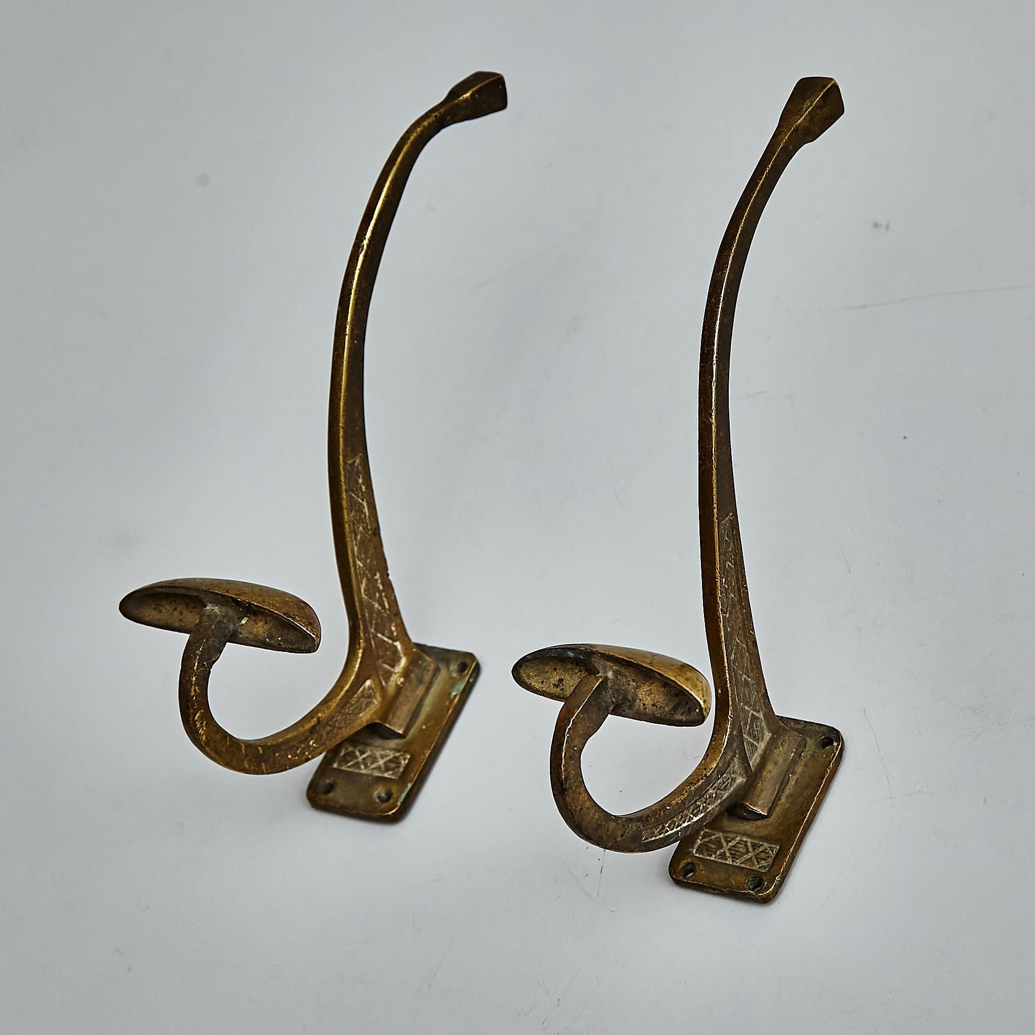 1940s Modernist Metal Coat Hangers with Stunning Patina For Sale 1