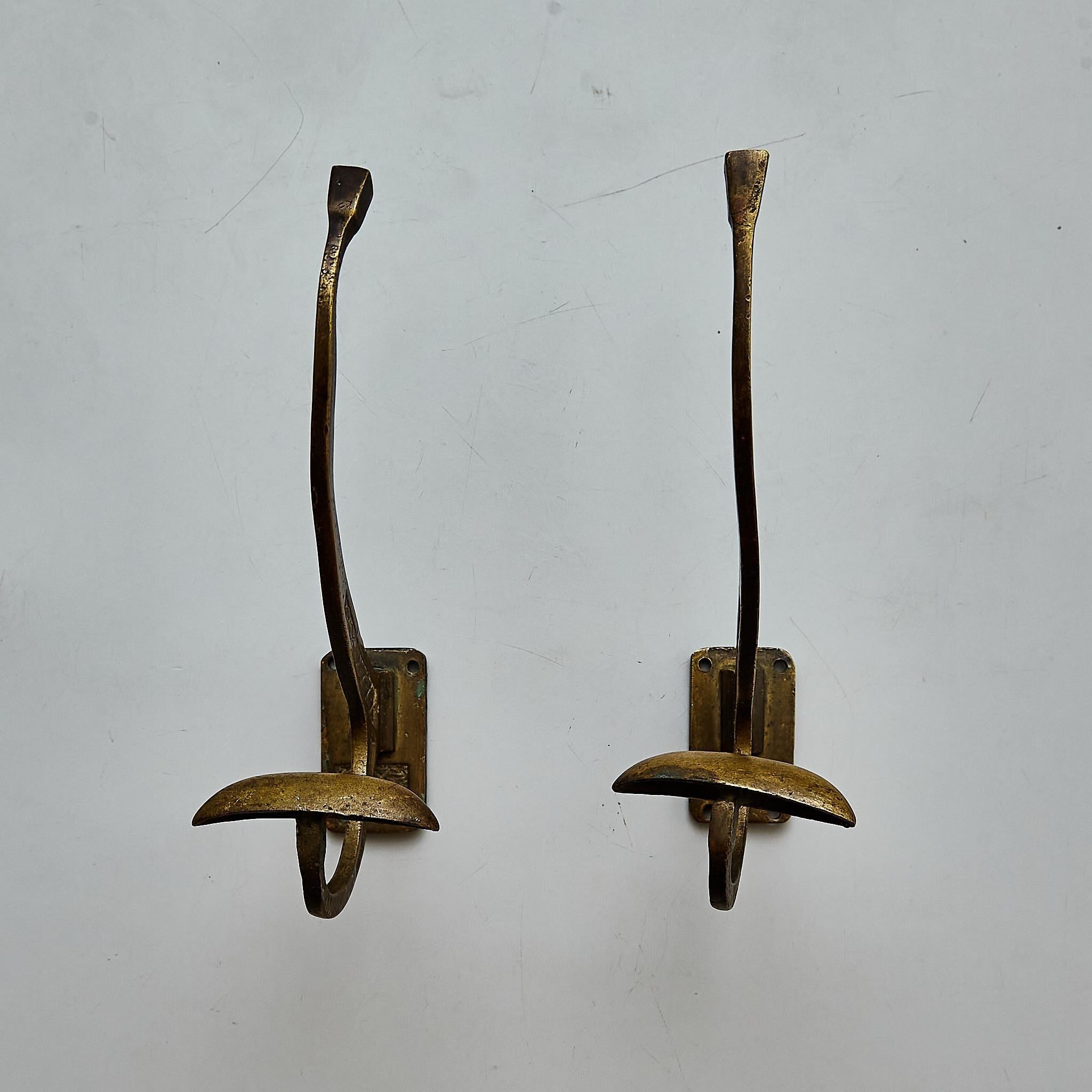 1940s Modernist Metal Coat Hangers with Stunning Patina For Sale 2