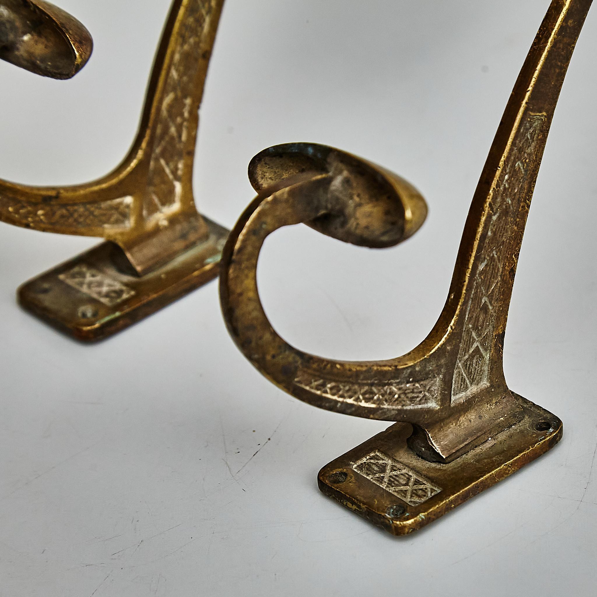 1940s Modernist Metal Coat Hangers with Stunning Patina For Sale 3