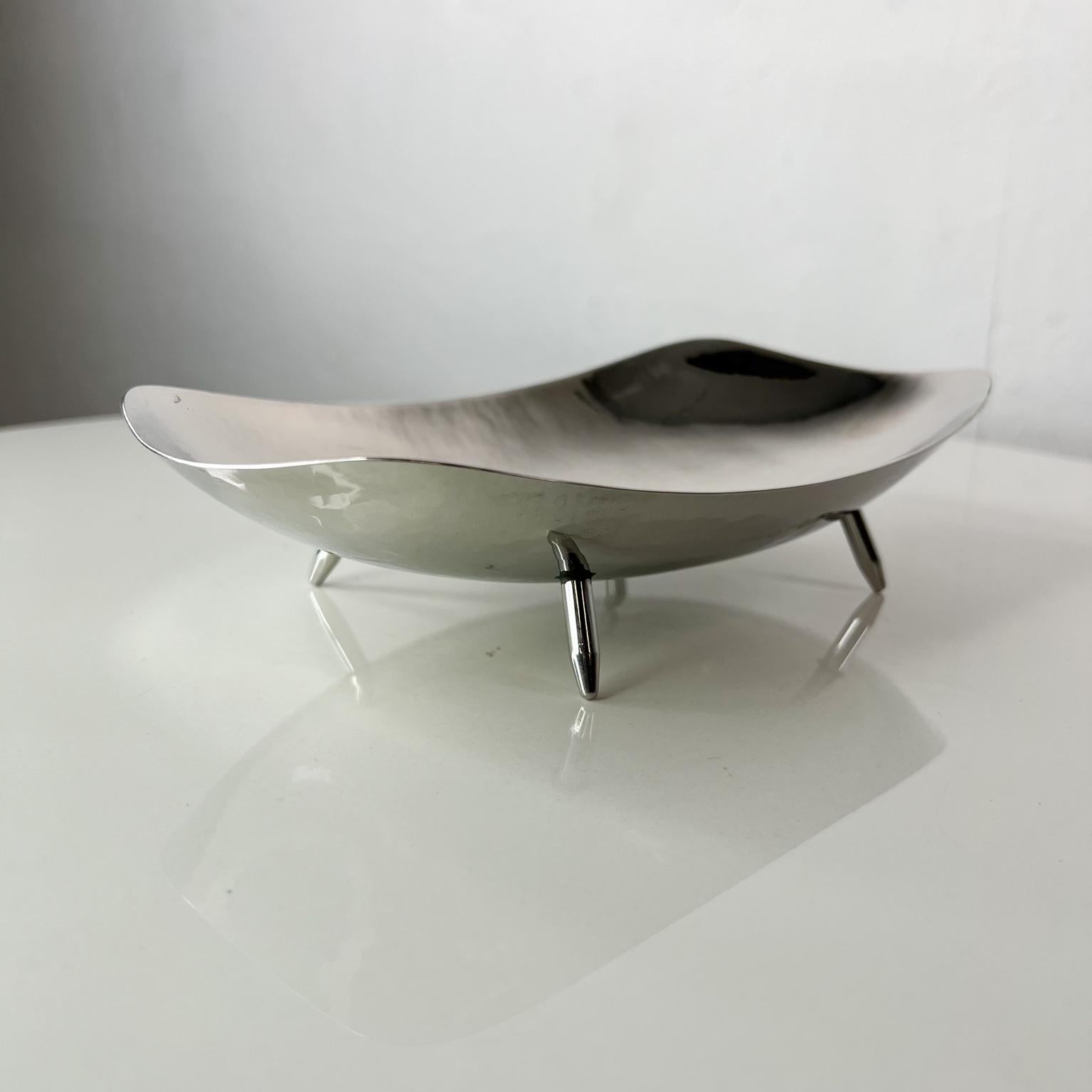 British 1940s Modernist Sculptural Chrome Dish Footed Keswick School Industrial Arts UK