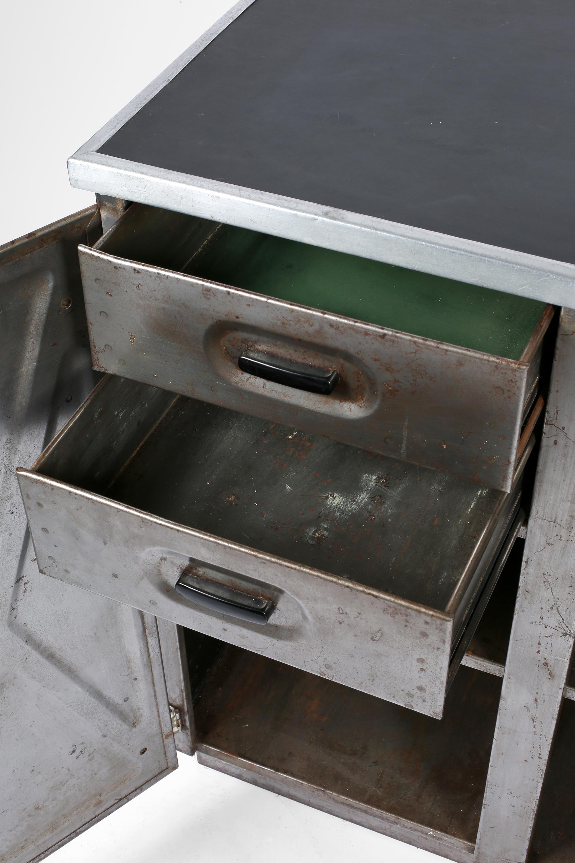 1940s Modernist Stripped Steel Low Cupboard Industrial Cabinet Midcentury Modern 1